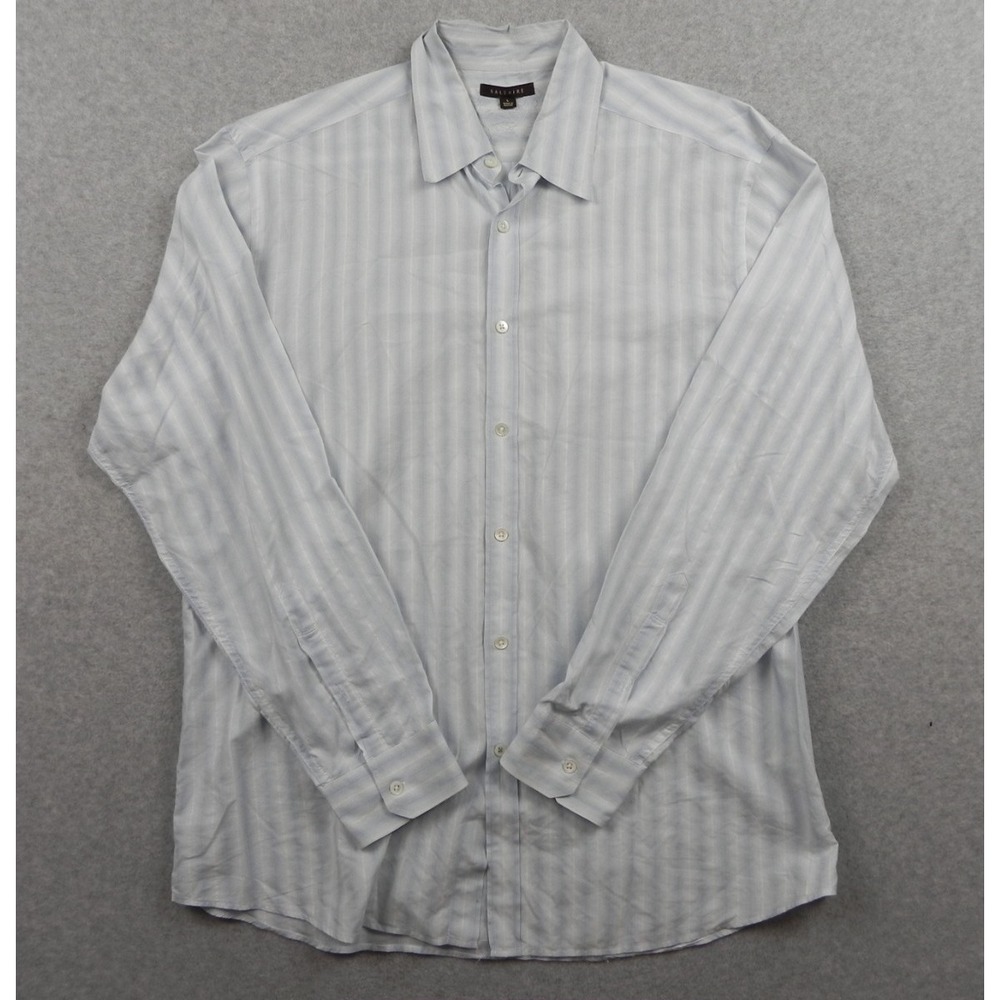 Saltaire Shirt Mens Large Business Casual‎ Button Up Blue Striped Long Sleeve